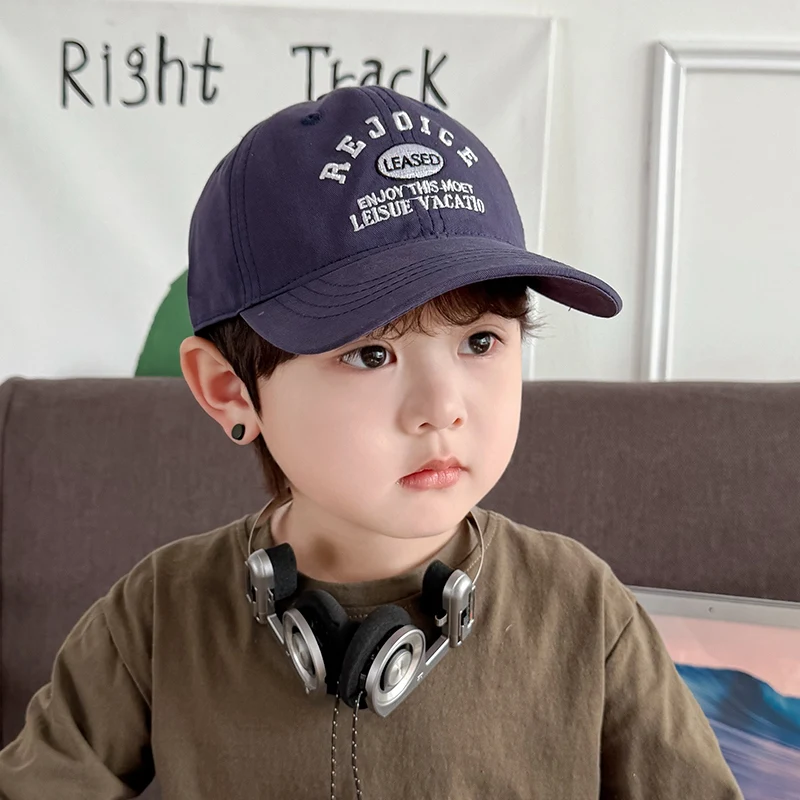 

Simple Letter Embroidery Kids Baseball Caps Toddler Child Solid Cotton Comfortable Sun Protection Caps Korean Style Outing Hats