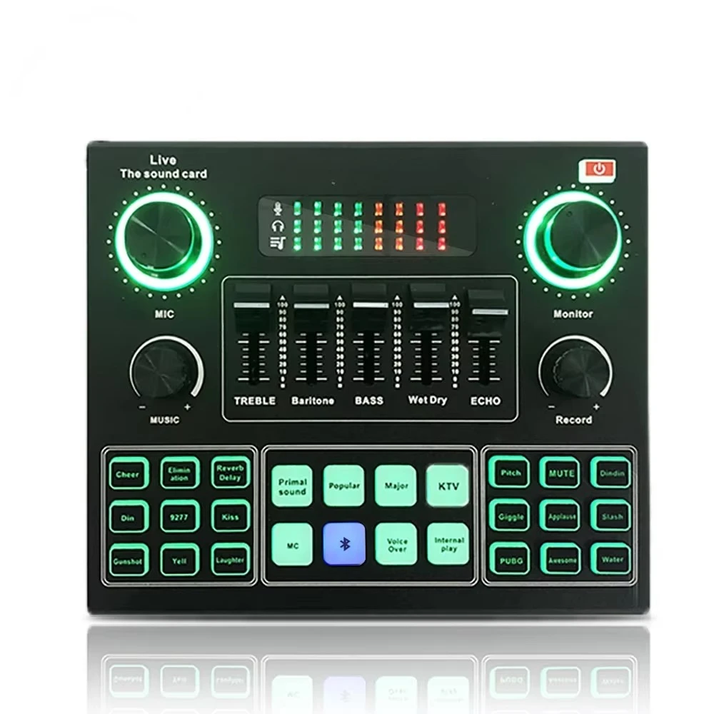 V9 Live Broadcast Condenser Microphone with Audio Sound Card for K-Song Game PC Phone - Streaming Recording Mic