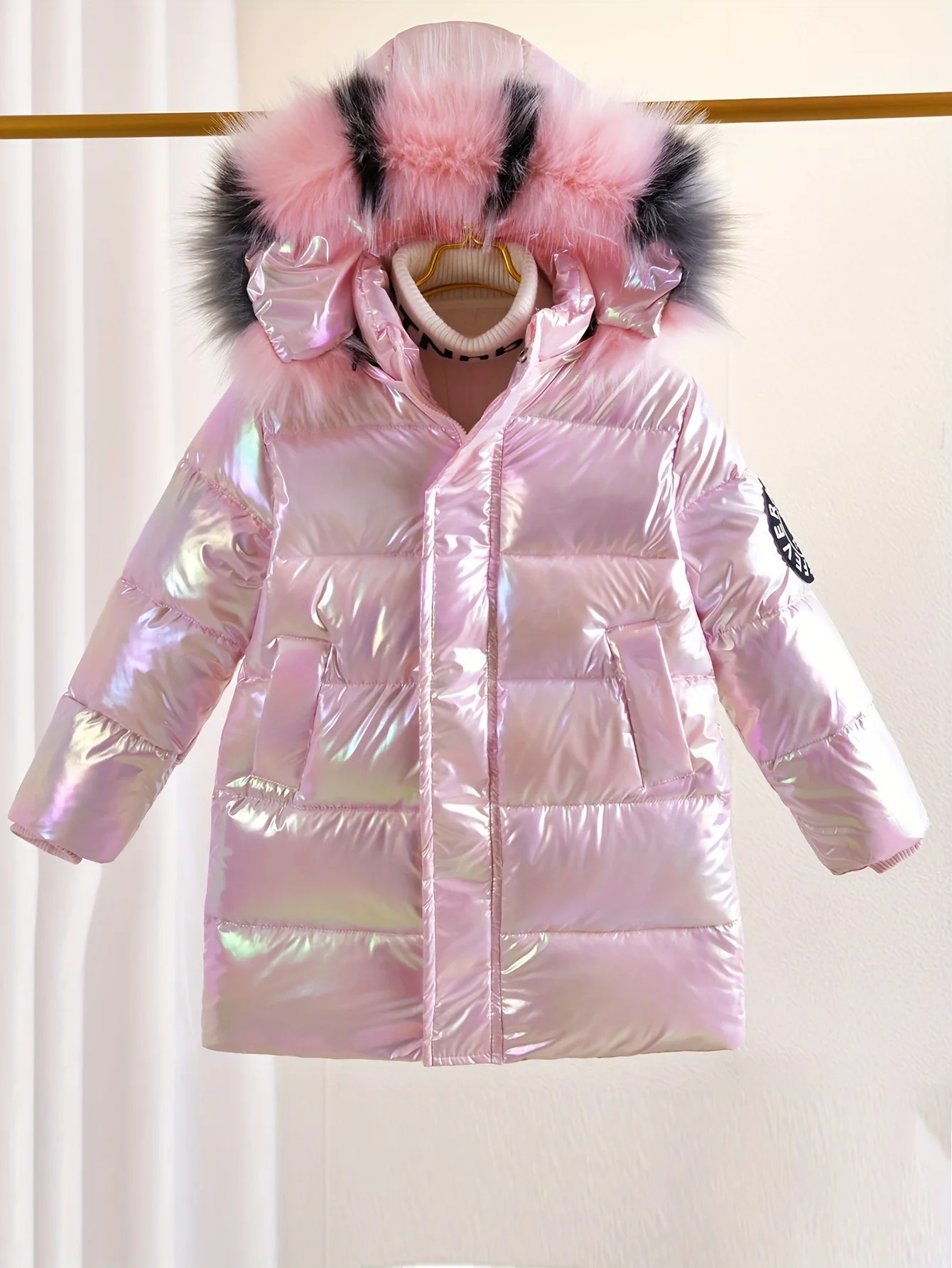 -30℃ Winter Girls Padded Jackets Kids Thick Warm Waterproof Shiny Hooded Coats Children Outerwear Clothes Teen Parka 5-14 Years