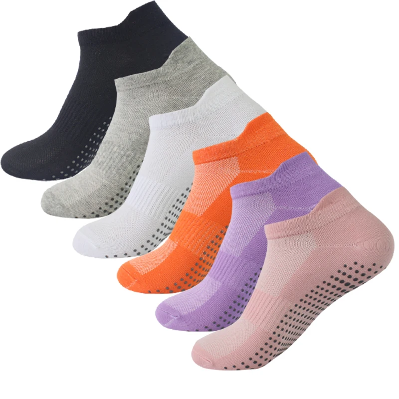 Calcetines deportivos antideslizantes de silicona para mujer, medias cortas de algodón para entrenamiento profesional, correr, Pilates, protección de talón