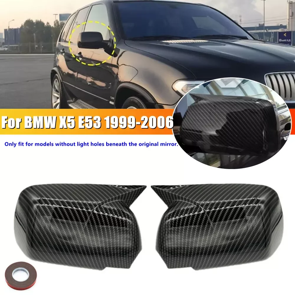 

For BMW X5 E53 1999-2006 Horn Style Car Rearview Side Mirror Cover Wing Cap Exterior Door Rear View mirror cover Car Accessories