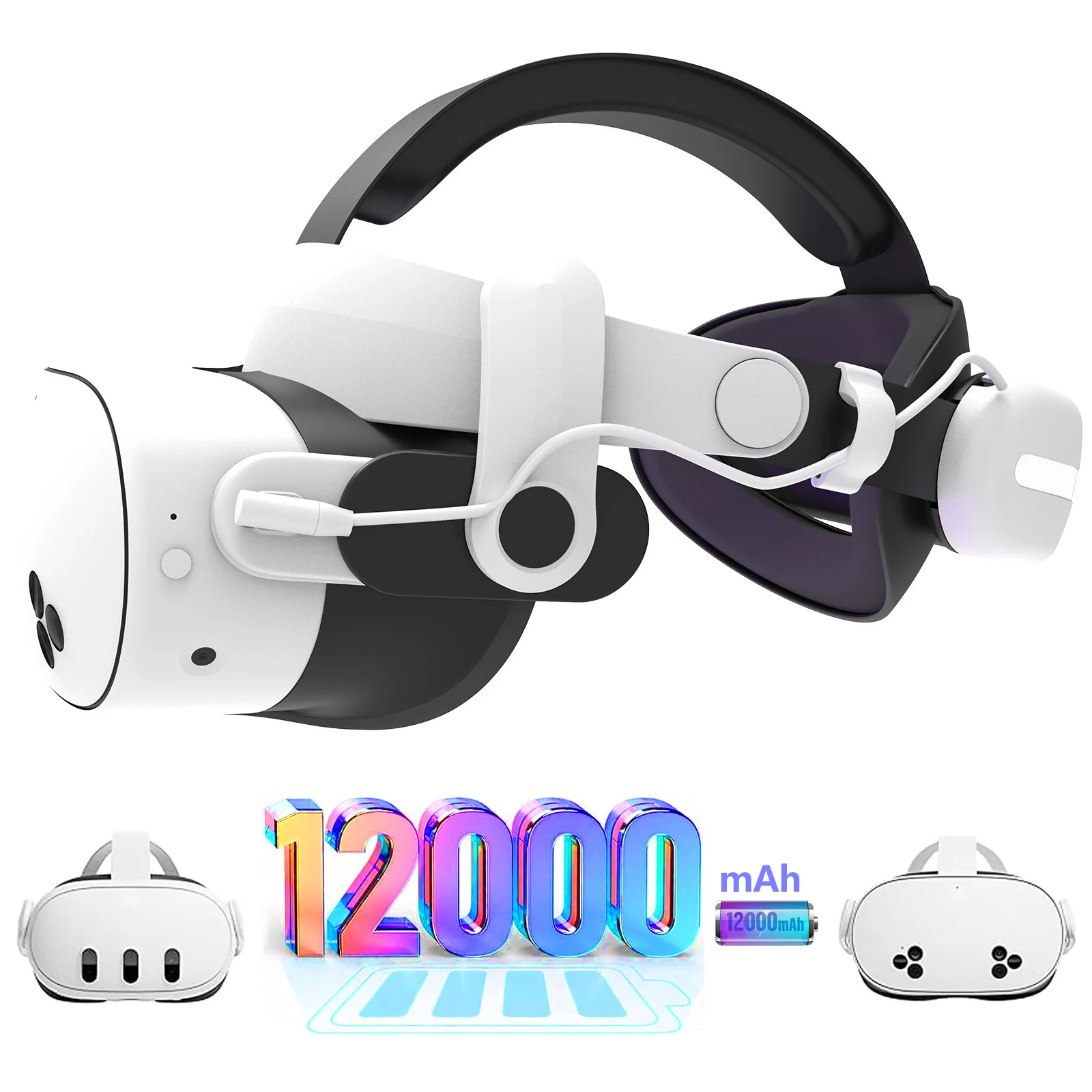 

for Meta Quest 3/3s Accessories S4 Head Strap Built-in 12000mAh Battery Pack PD Fast Charging Replacement Battery Strap Enhance