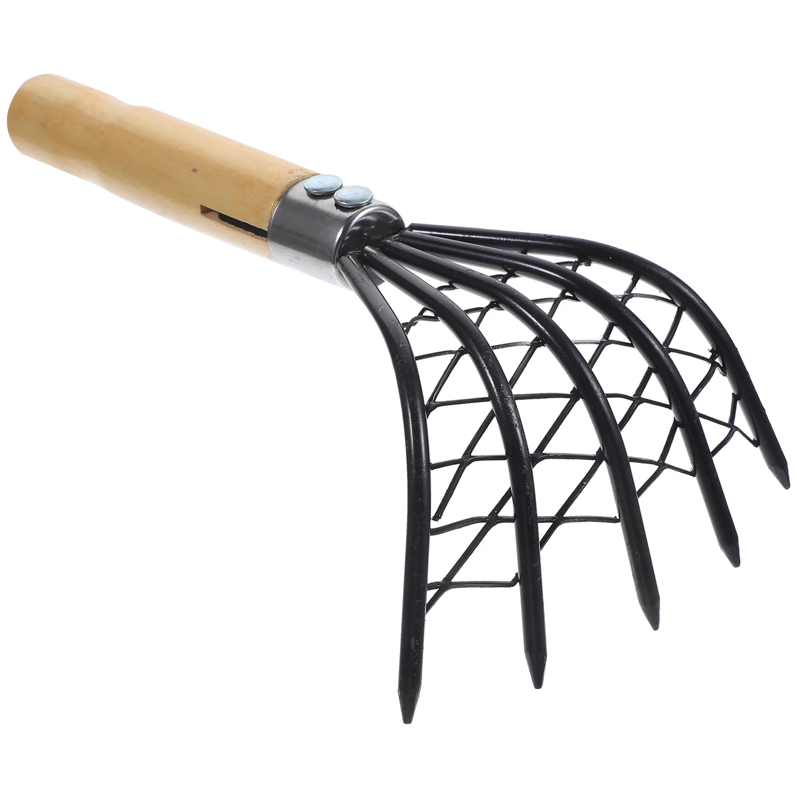 

1pc Stainless Steel Clam Net Oyster Shell Digging Tool Wood Handle Beach Rake Claw Seafood Dredge Anti-Slip Handle Seafood