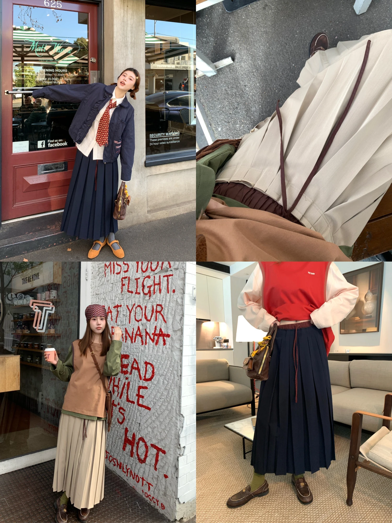 

Официальная женская юбка Realzz серии Miu Color Blo, А-силуэт, с эластичной талией, плиссированная, универсальная, в стиле ретро, средней длины, для повседневной носки