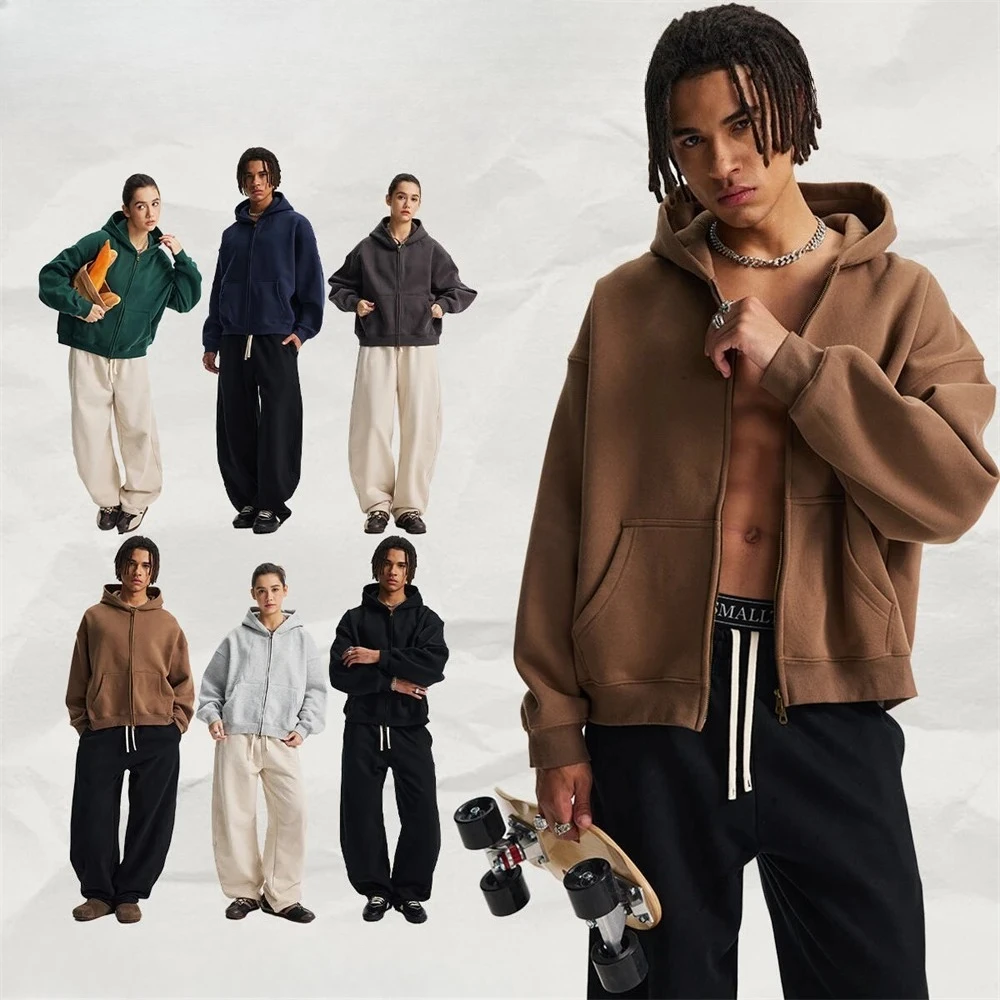 Invierno Hombre Sólido Sudaderas Con Capucha Unisex Doble Cabeza Cremallera Sudaderas Con Capucha Abrigo