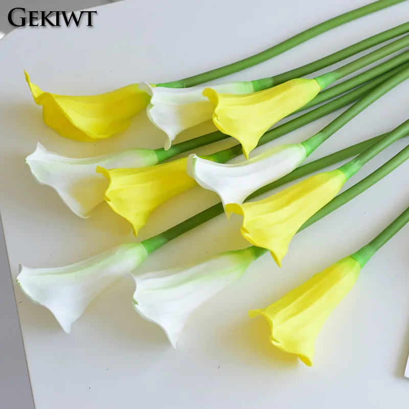 63cm Real Touch PU Calla Lily Artificial Flower Hand Feel Fleurs Floral Arrangement For Wedding Decoration Home Party Props