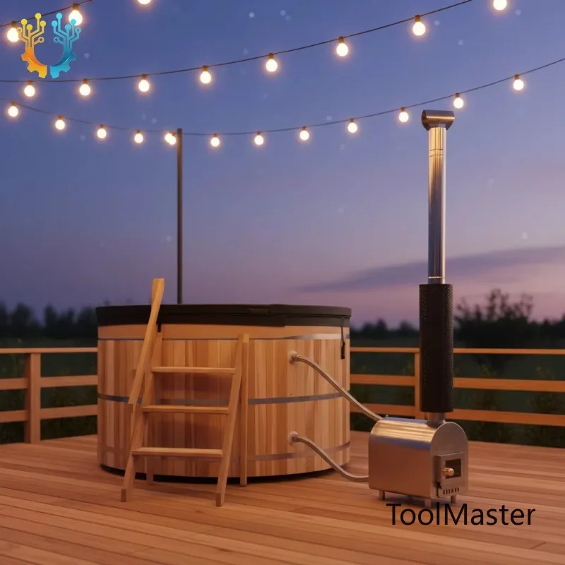 【2026】Traditional Design Canadian Red Cedar Outdoor Spa Bathtub Portable Wood-burning Hot Tub For Villa Application