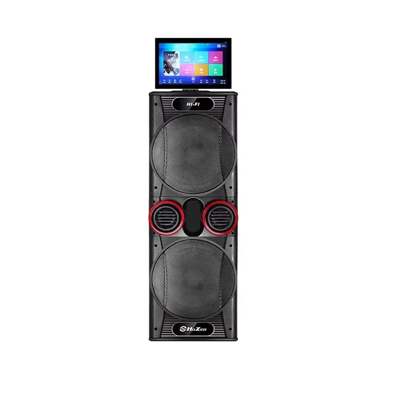 for 12 Inch Trolley Speaker with Display Screen Touch Screen Karaoke Speaker Portable PA System Wireless Microphone