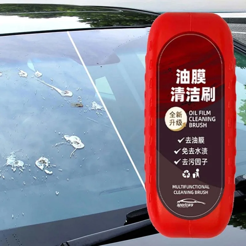 Car Glass Oil Film Remover Powerful Cleaner Car Glass Sponge Cleaning Brush Windshield Clear Window Stain Wiping Auto Detailing