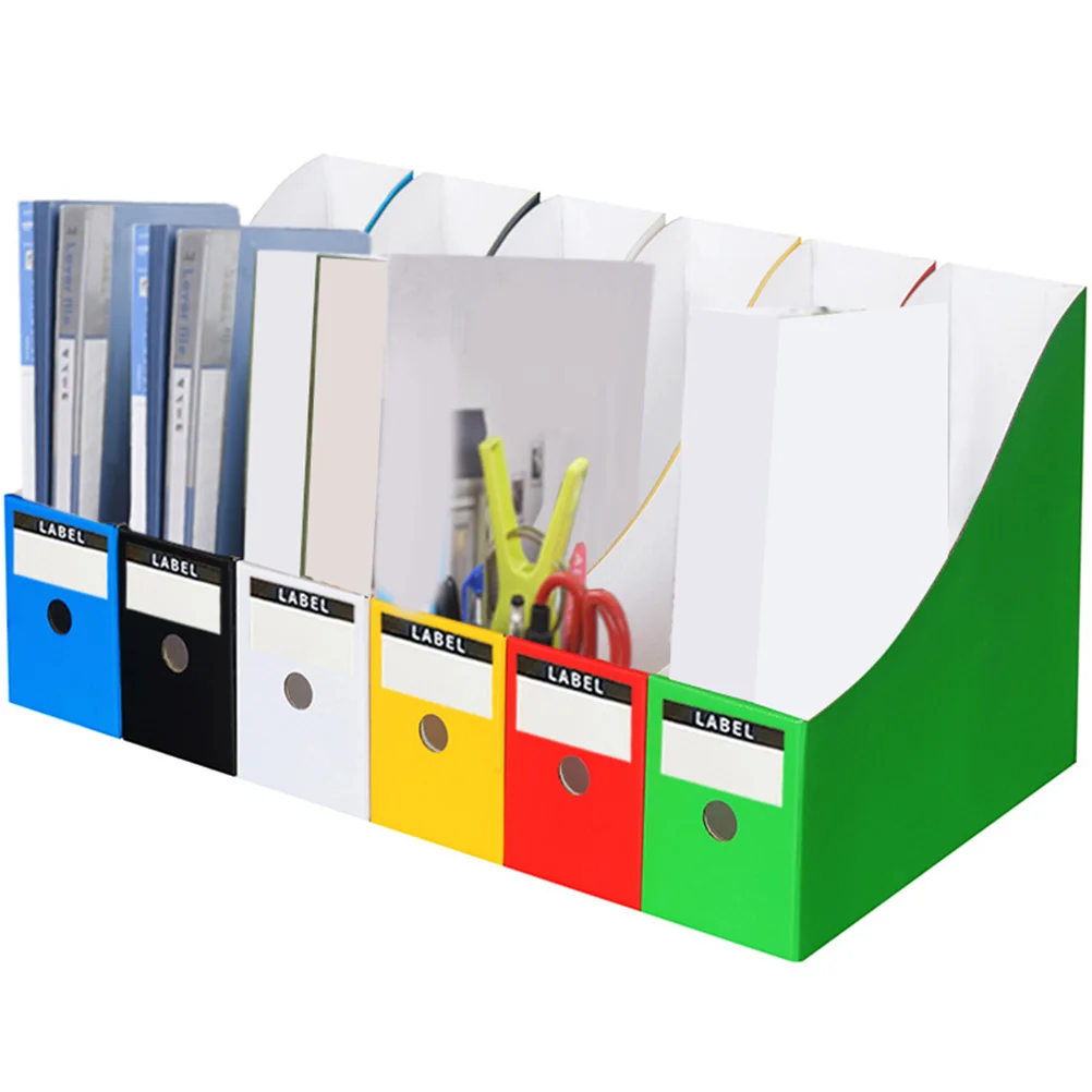 

6pcs Colored File Rack Paper Bookend Box Blue Green Yellow White Red Black Document Holder Desk Storage ganizer Office Use File