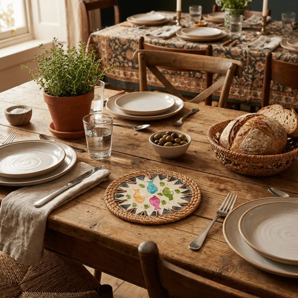 Creative Handwoven Rattan Weaving Coaster Round Woven Texture Teapot Mats Natural Shell Mats Coffee Table