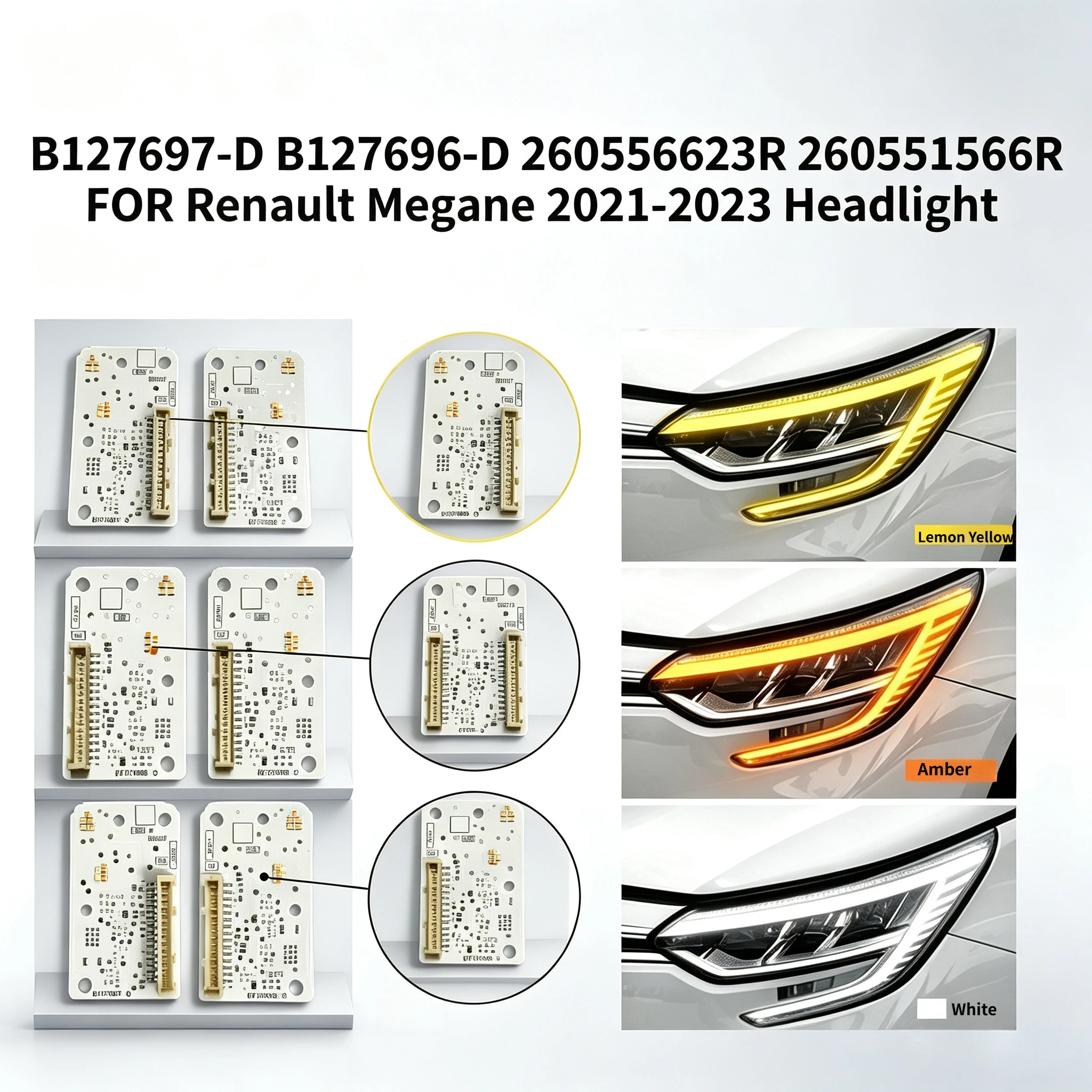 White Amber Lemon Yellow LED DRL Turn Signal Chips 285753299R 285759447R B127697-D B127696-D For Renault Megane IV 2015-2022