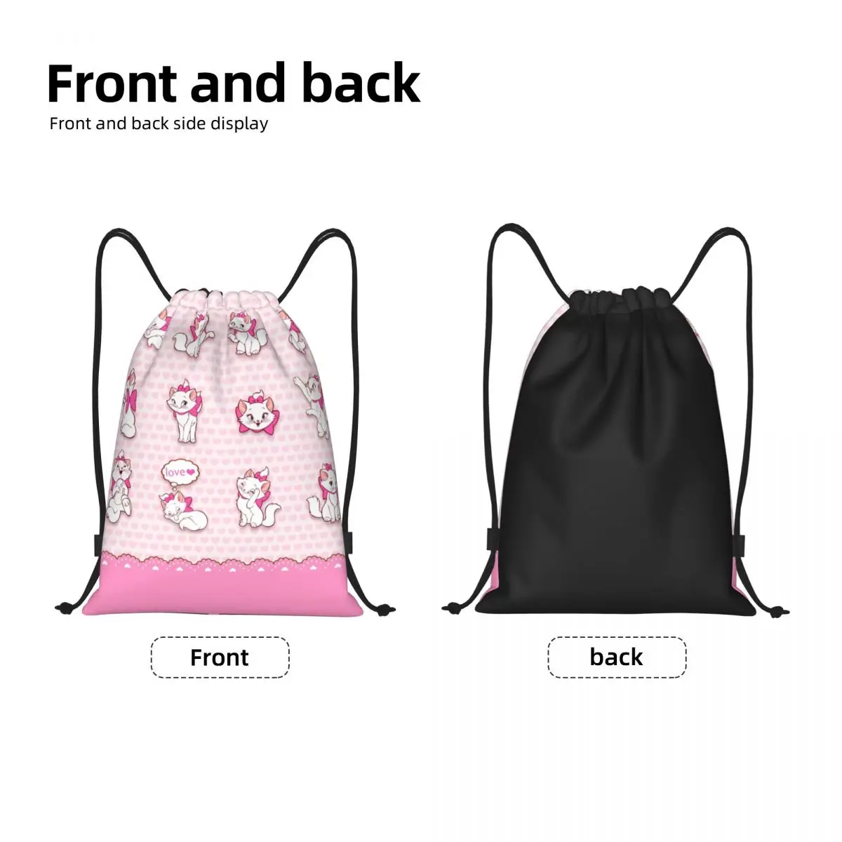 Mochila deportiva de dibujos animados para hombre y mujer, bolso ligero con cordón, diseño personalizado de Los Aristogatos Marie Cat, ideal para guardar en el gimnasio