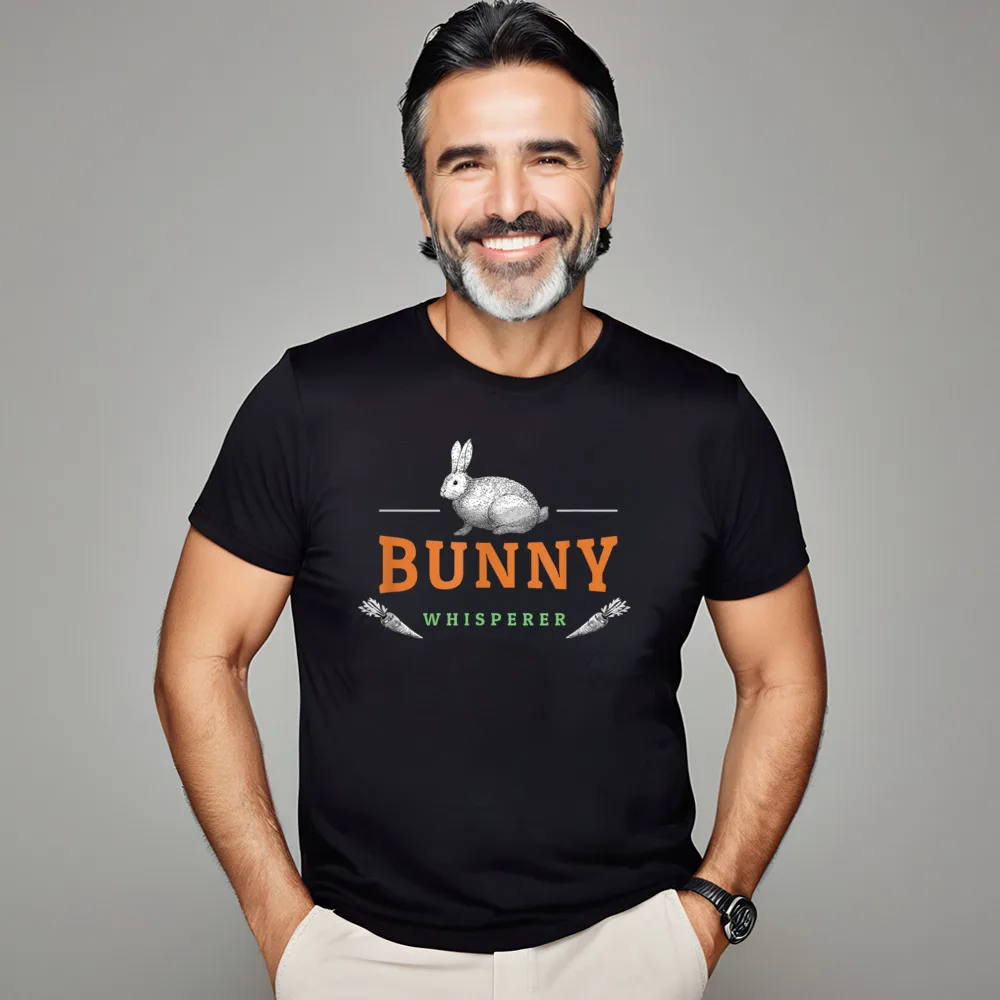 Pure Cotton Mens Short Sleeve Bunny Whisperer Retro Rabbit Farmer T Shirt Graphic Tops Tees Graphic Outdoor Round Neck T Shirts