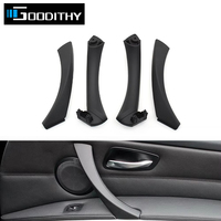 Black Left Right Inner Door Pull Handle Kit Panel Pull Cover Trim For BMW 3 Series E90 E91 E92 2004-2012 316 318 320 325 328i