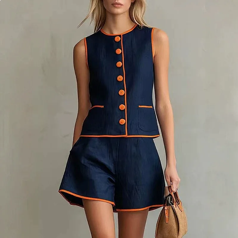 Solid Color Off Shoulder Sleeveless Blouse Top Shorts Matching Set Jumpsuit Playsuit