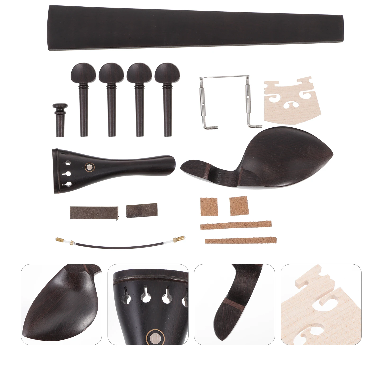 

9pcs New 4/4 Full Size Ebony Accessories Set High Quality Hardwood Piano Code Cork Included Fine Pattern Durable Craftsmanship