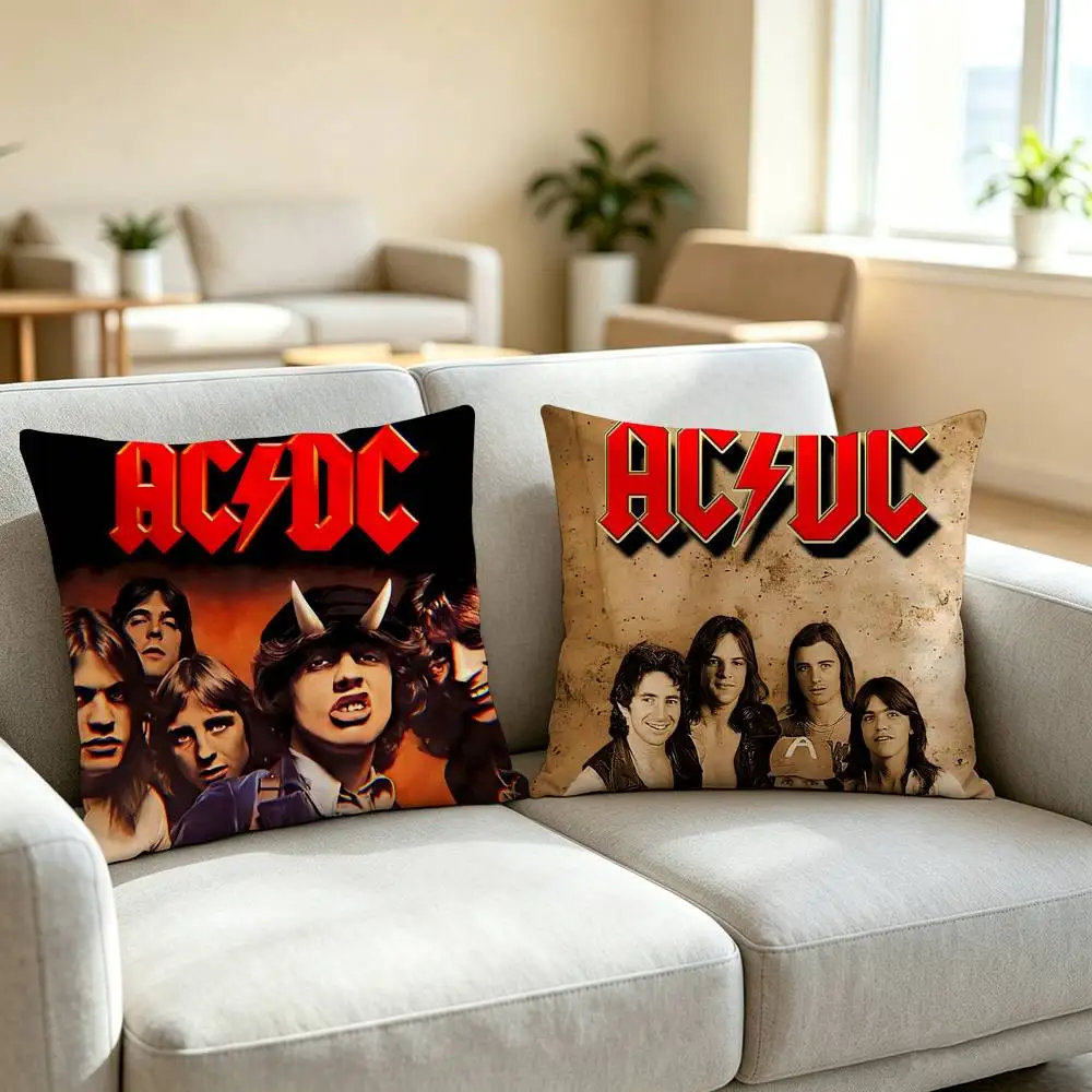 V-Vintage Hard Rock AC DC  Square Double-Sided printed Pillow Case Bedroom Bedside Pillow Sofa Cushion Cover