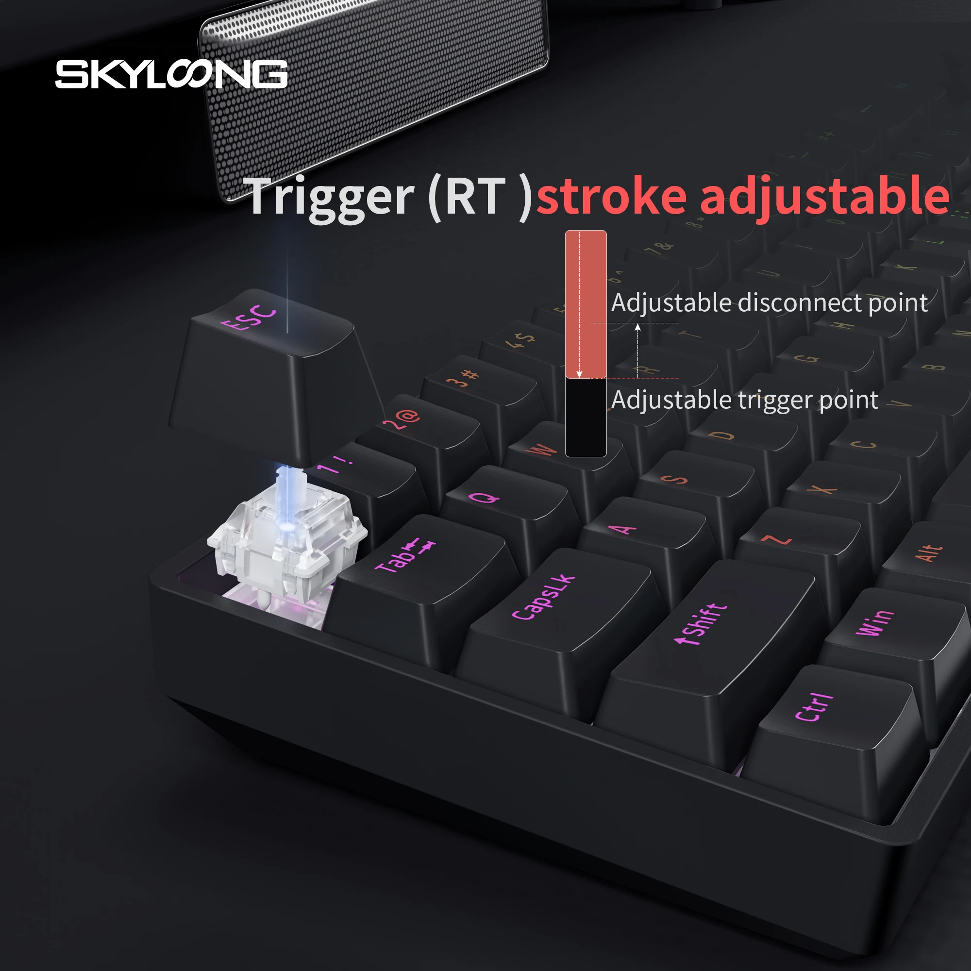 SKYLOONG GK68 He Tastiera con interruttore magnetico Tastiera da gioco per PC cablata Gateron RT0.02 Retroilluminazione RGB Tasso di polling 8000Hz Carattere PBT OEM Copritasti traslucidi