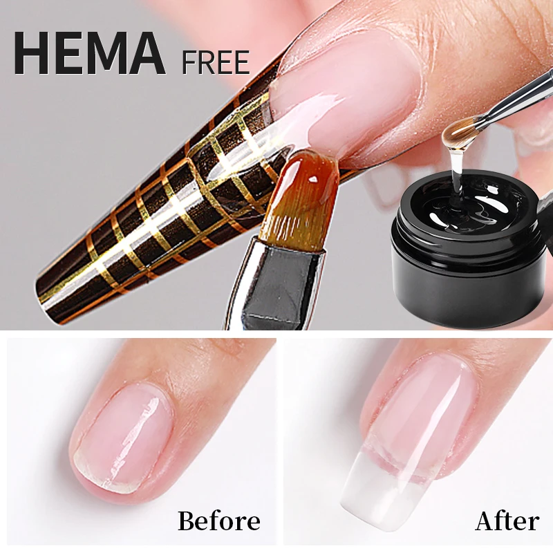 

15ML Hema Free Clear Builder Nail Gel For Extension Crystal Hard Constructor Gel Self Leveling Poly Camouflage Base Nail Varnish