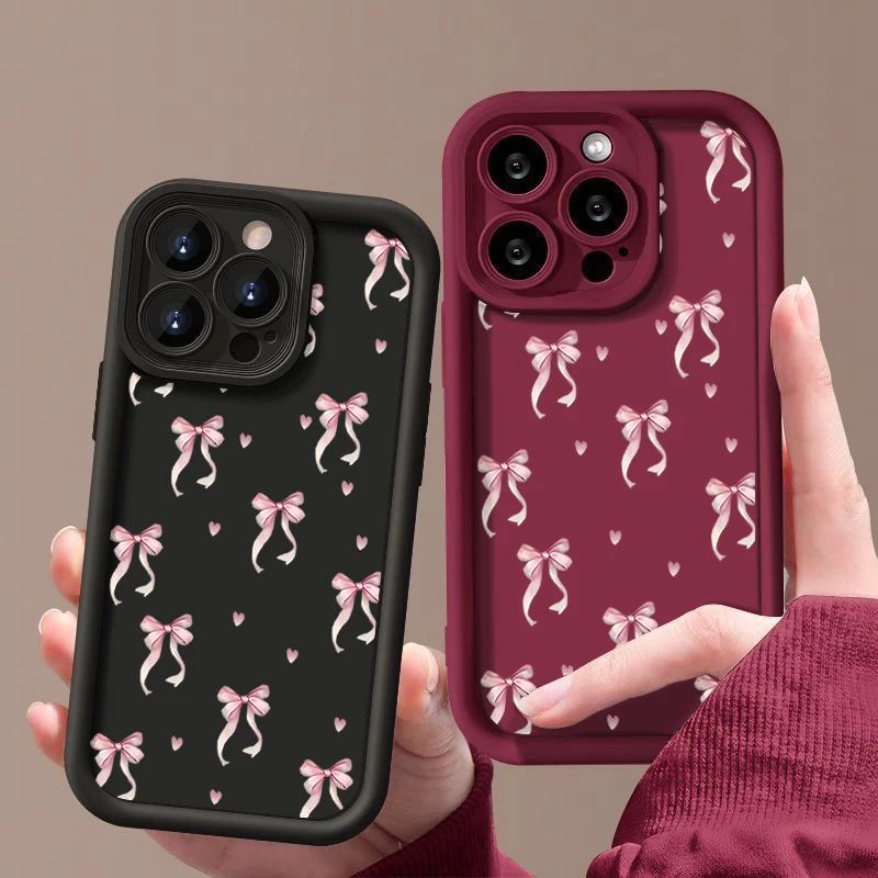Stoßfeste, mit rosa Schleifenmuster bedruckte Hülle für iPhone 18 Pro Max, 17, 17e, 16, 15, 14, 13, 12, 11 Pro Max, 16e – weiche Silikon-TPU-Handyhülle. – Detail 3
