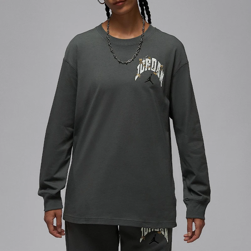 

Оригинальная женская футболка Nike Jordan с круглым вырезом, свободного кроя, в стиле ретро, на каждый день, с длинными рукавами, HV0449-068