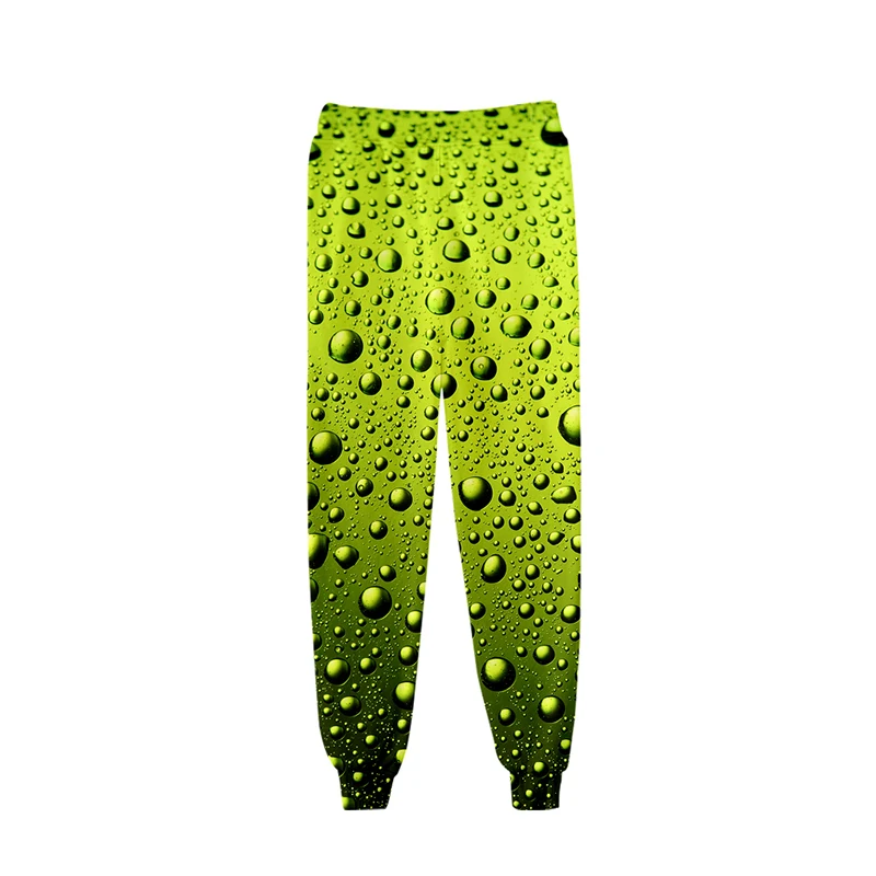 Pantalones largos de chándal para hombre y mujer, pantalón de chándal holgado con estampado 3D de gotas de agua verdes, estilo Hip Hop, ropa de calle para correr