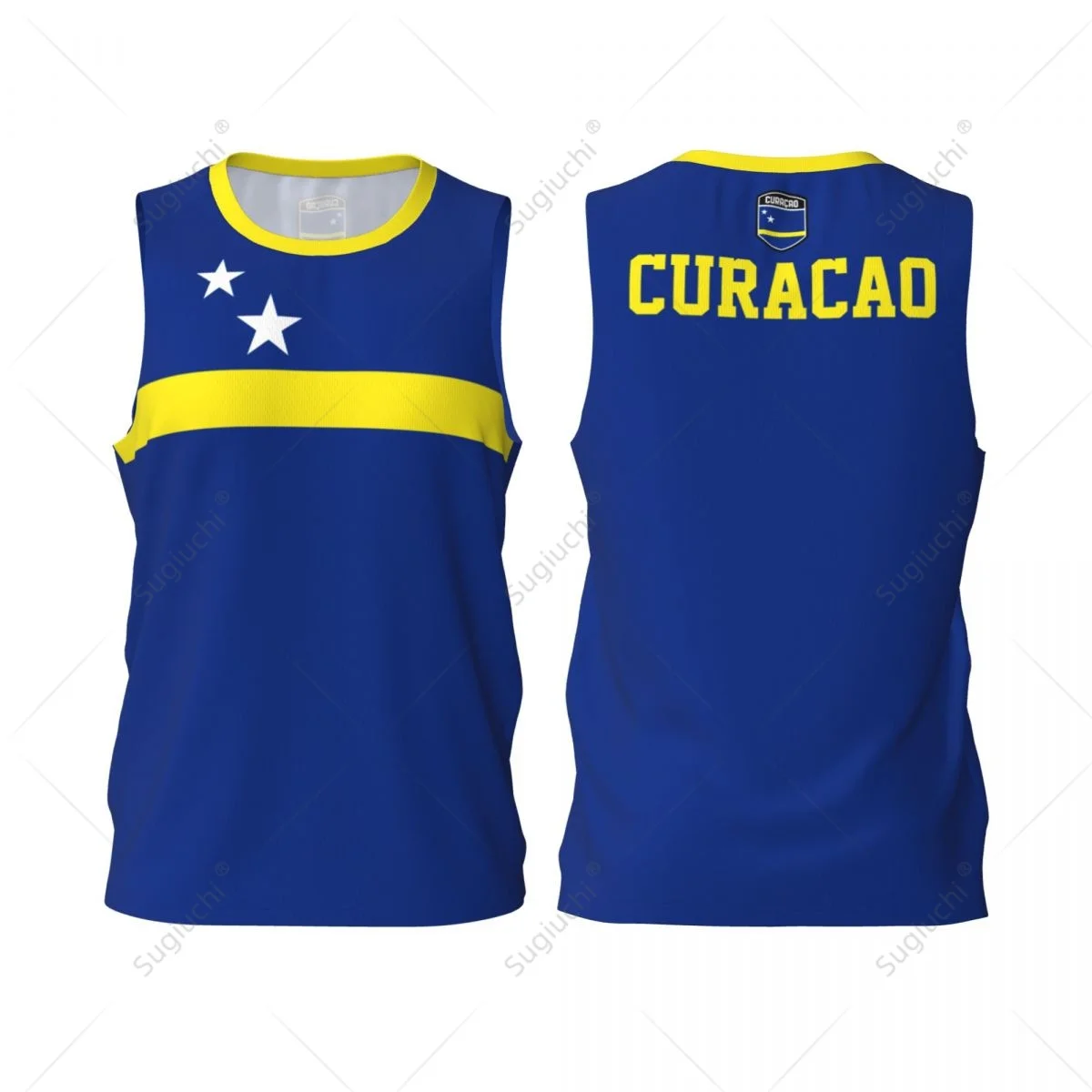 Curacao Flag Men Basketball Sports Jersey Running Fitness Multifunction Sleeveless tshirt Exclusive Custom Name Nunber