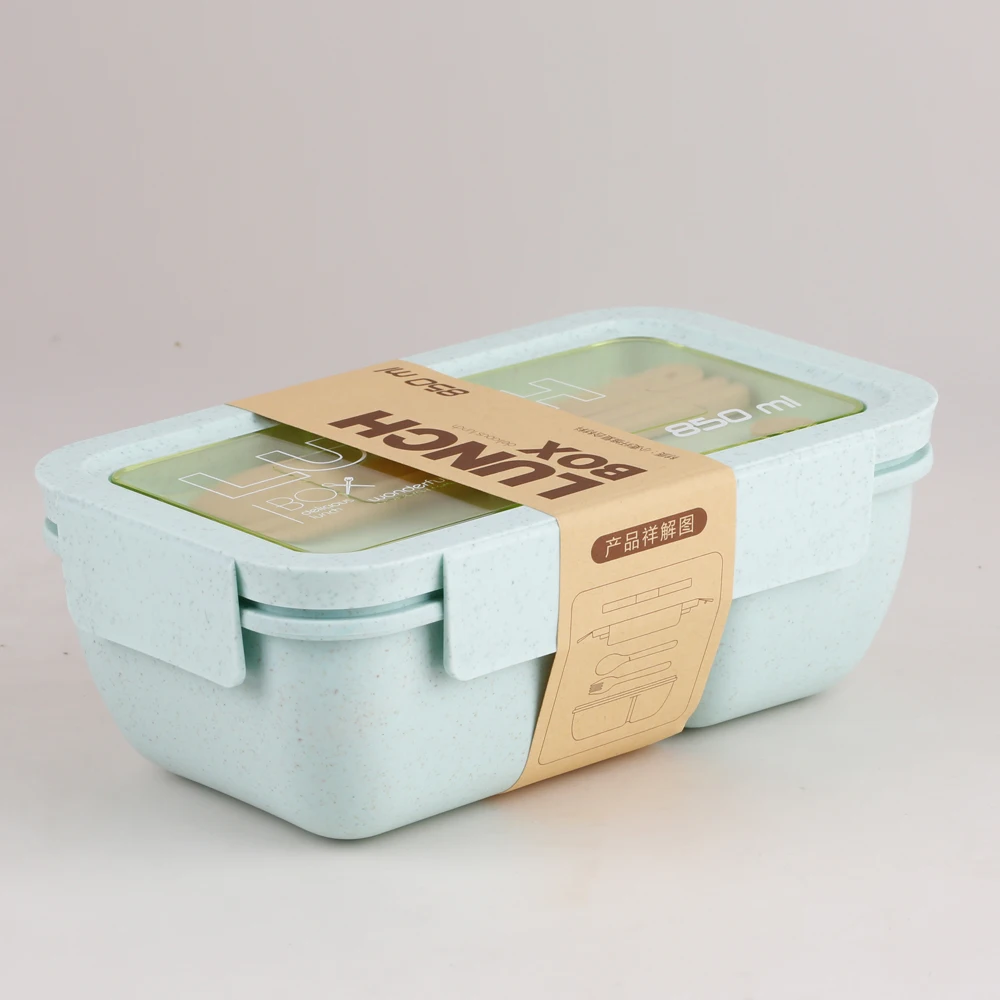 Microwave Lunch Box, Eco-Friendly BPA Free Wheat Straw Bento Box with Chopsticks , Kitchen Food Container ,Soup Can with Spoon
