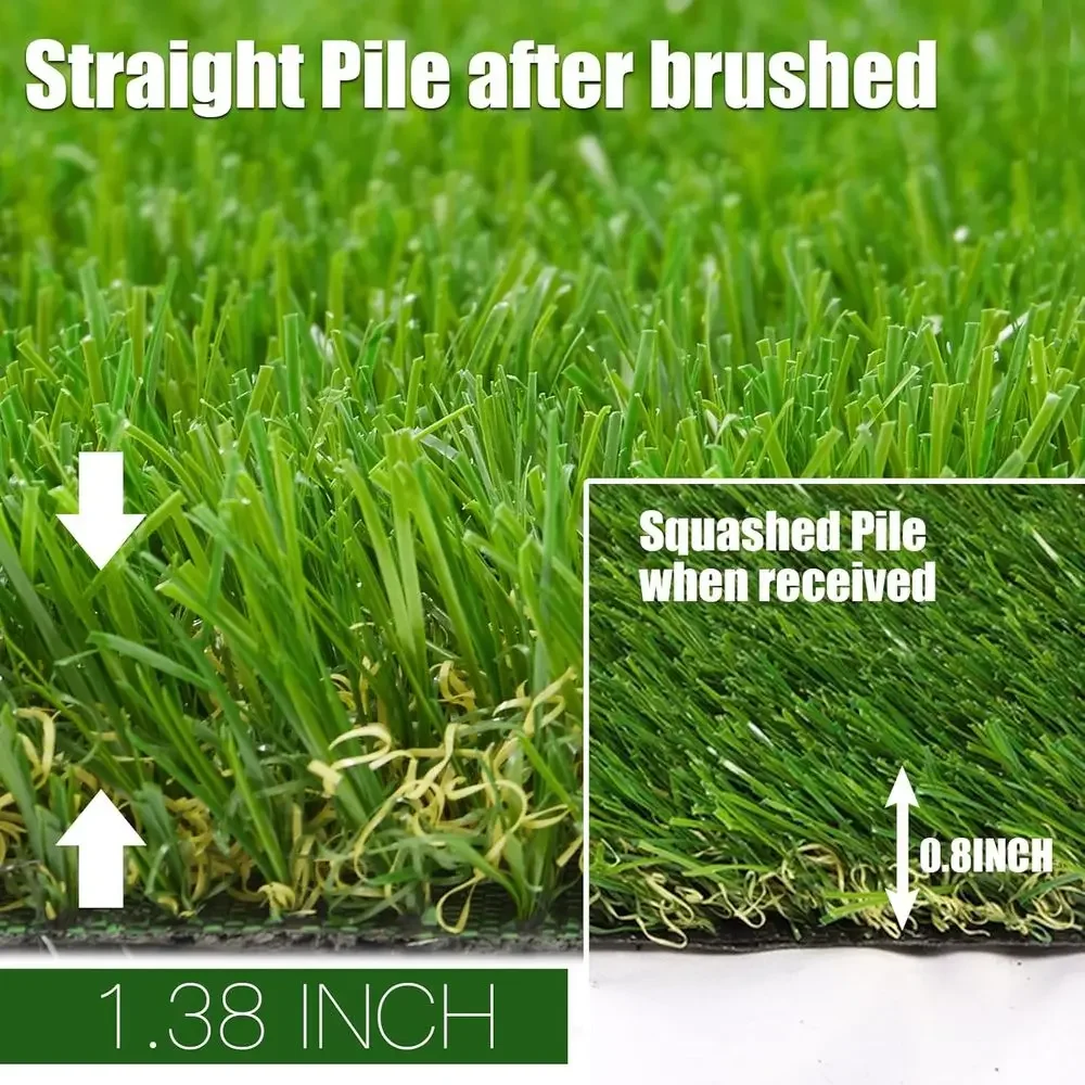 Realistic Synthetic Grass Turf, 1.38 Pile, 3' x 40', Ideal for Lawns, Landscaping, Pet Areas, Playgrounds, Poolside, Backyards,