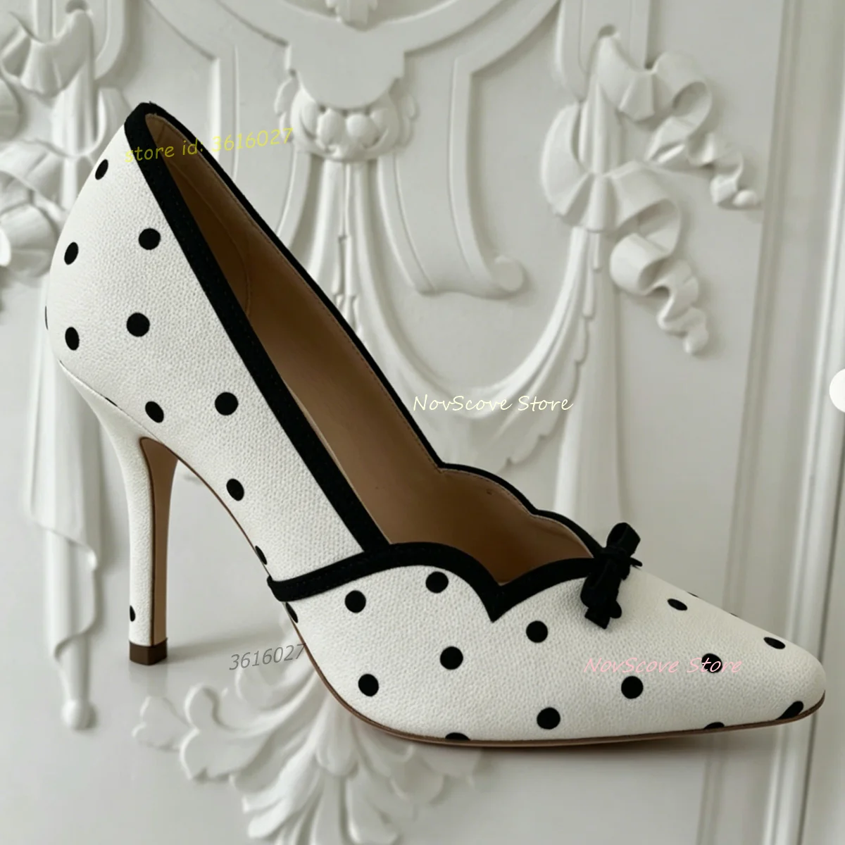 Tiny Square Toe Dot Pumps Bow Decor Ruffled Mixed Color Stiletto High Heels Sandals Shallow Slip On Summer Elegant Women Shoes