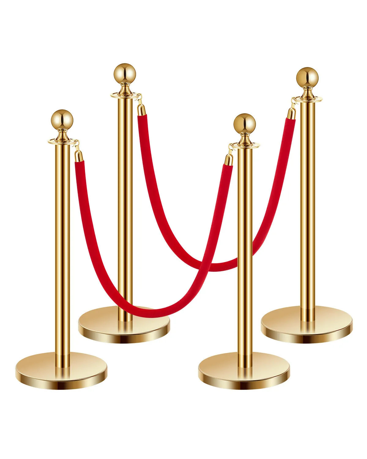 

4Pcs Gold Stanchion Post Crowd Control Queue Barrier Sand Injection Base