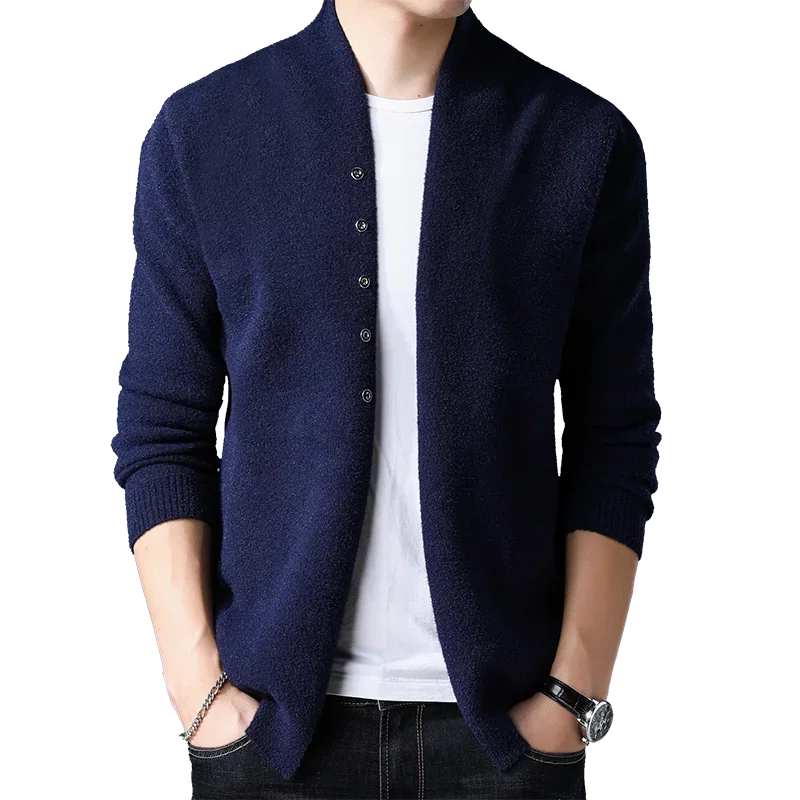 Men's Sweaters Thick Knitted Cardigan Male Solid Color Jackets Korean Reviews Clothes Autumnr and Winter Original Cheap Y2k Top