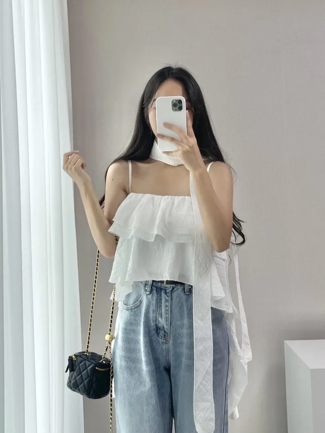 

Sweet Spicy ort Crop Top Женское шифоновое платье ter Ne со складками и бантами Bal Vest Faion Commute Sle Slim Fit
