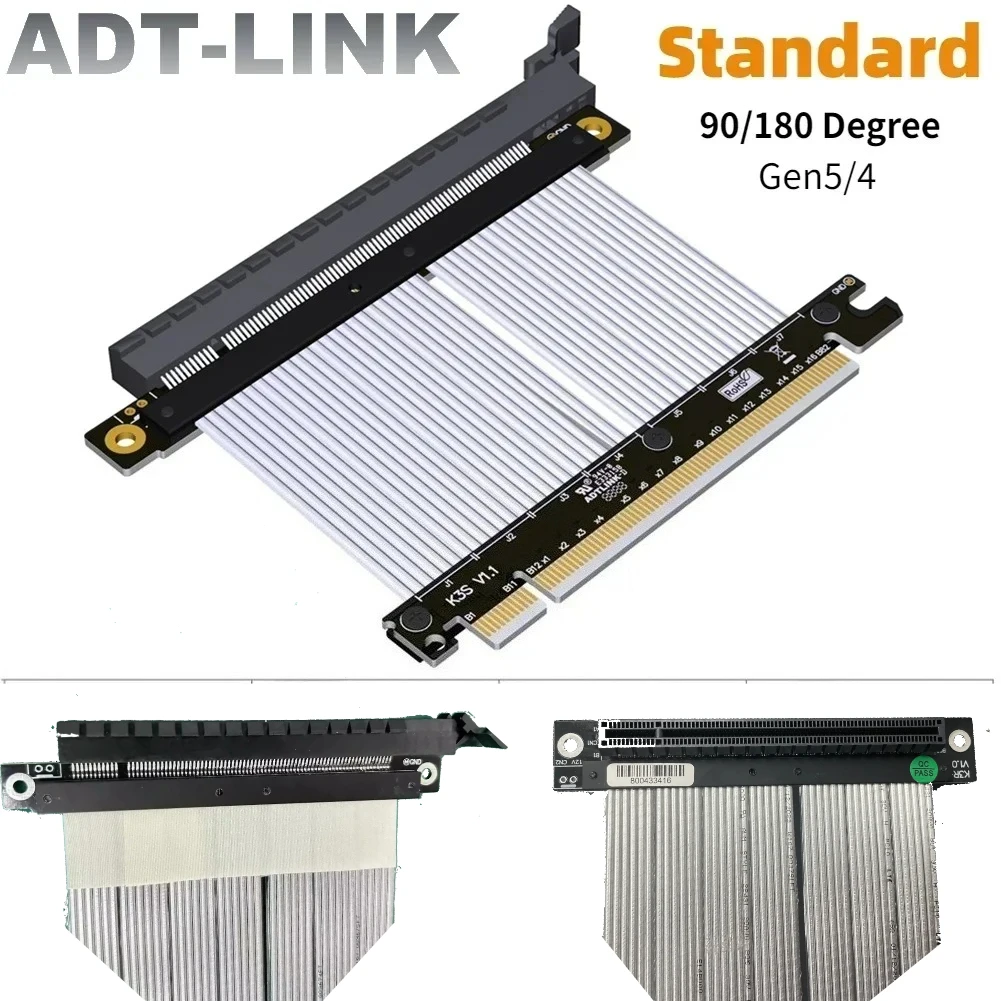 

ADT-Link New PCI-E 4.0 16x Riser Cable Graphics Video Card Extension x16 to x16 GPU Extender Gen4 For ATX Vertical 90 Flat Mount