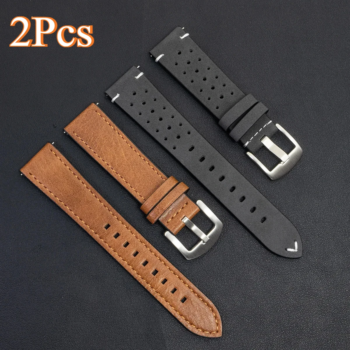 

2 шт. кожаный дышащий ремешок 20 мм для Samsung Galaxy Watch 7 6 5 4 40/44 мм 6Classic 5Pro 22 мм ремешок для Huawei GT5 3 4Pro ремешок для часов