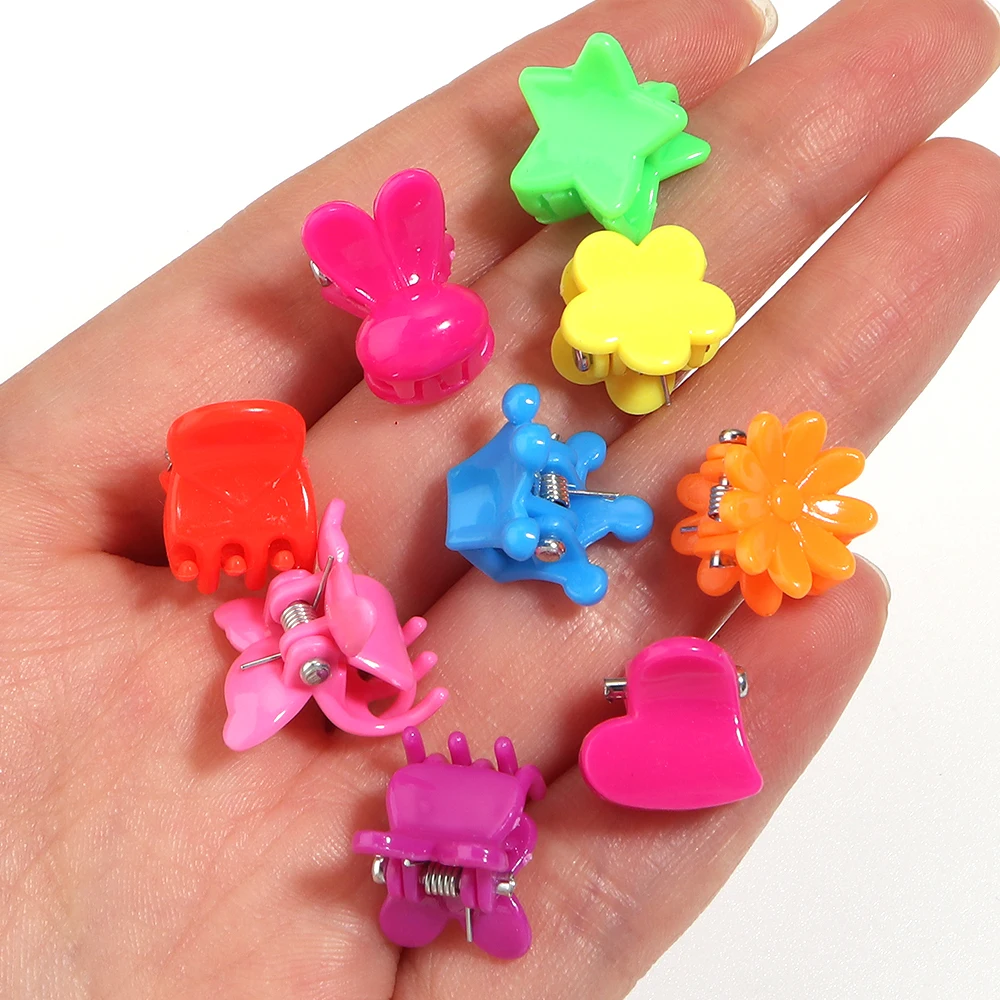 100Pcs Girls Cartoon Hair Clips Cute Small Claw Clips Flower Star Design Children's Fashion Hair Accessories Sweet Mini Hairpin - view 5