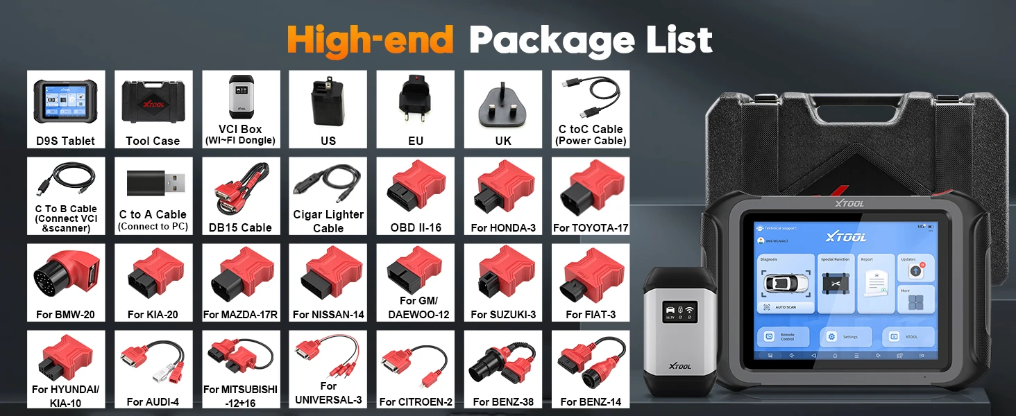 XTOOL D9S Intelligentes Auto-Diagnosegerät ECU-Codierung 45 Reset-Funktionen Schlüsselprogrammierung FCA AutoAuth DOIP CANFD Topologie Automobil-Scanner – Detail 13