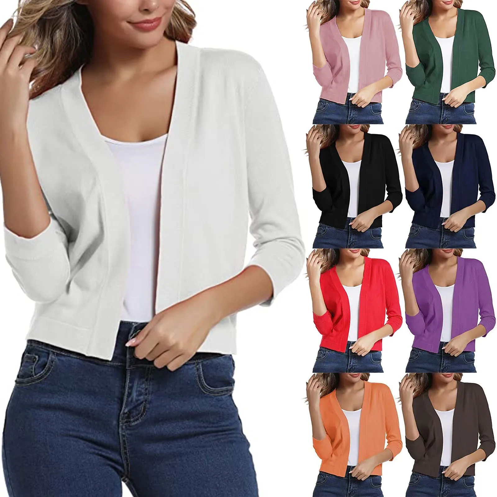 Women's Solid Color Knitwear Elegant Simple Versatile Short Coat Women's Cardigan