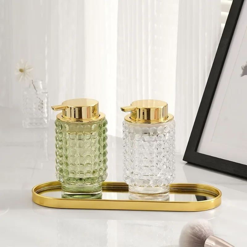 Luxury Glass Emulsion Hand Sanitizer Bottle Press Soap Bottle Shampoo Shower Gel Bottled Home Bathroom Decoration Accessories B2
