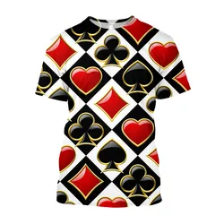 Nowa letnia moda męska i damska zabawna grafika pokerowa 3d koszulka z nadrukiem Casual Trend O kołnierzyk z krótkim rękawem Plus Size Top