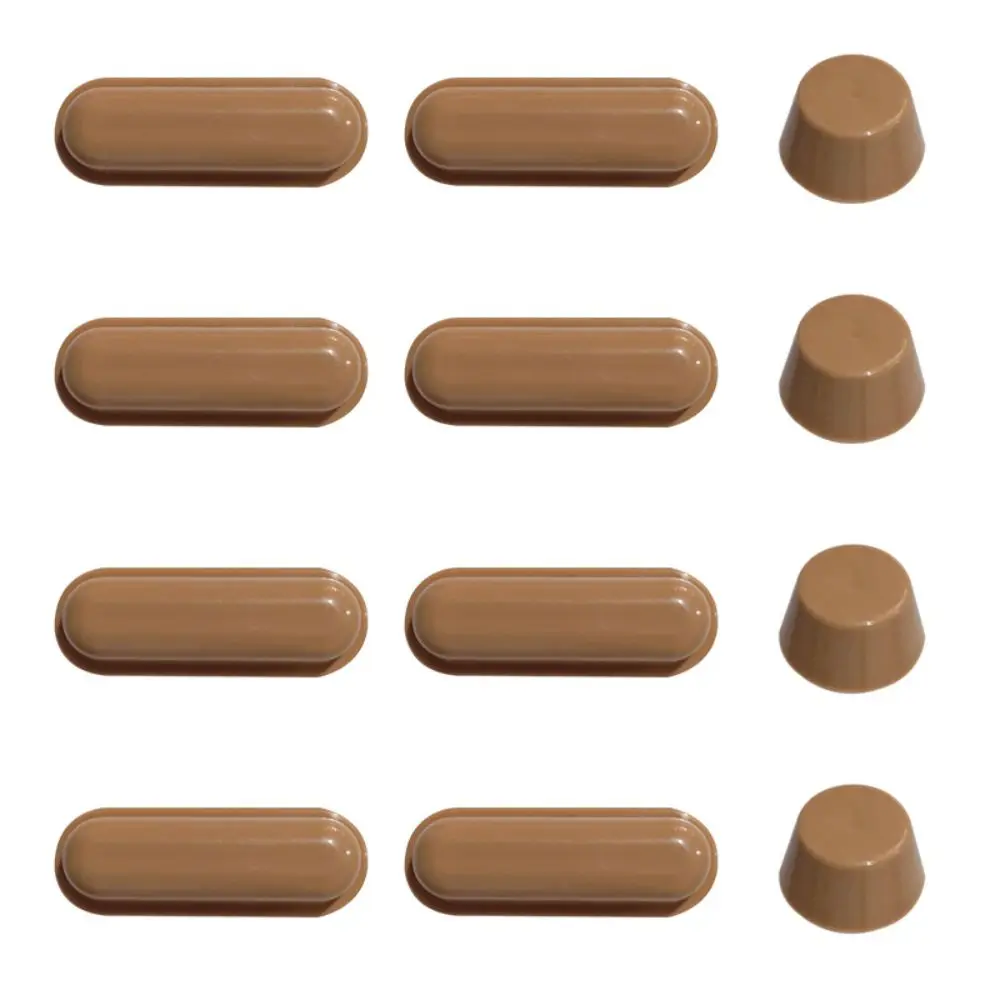 12 Pack Square Round Shape Toilet Bumper Pads ABS Material Damping Absorbing Toilet Seat Bumpers Brown Color Self-Adhesive