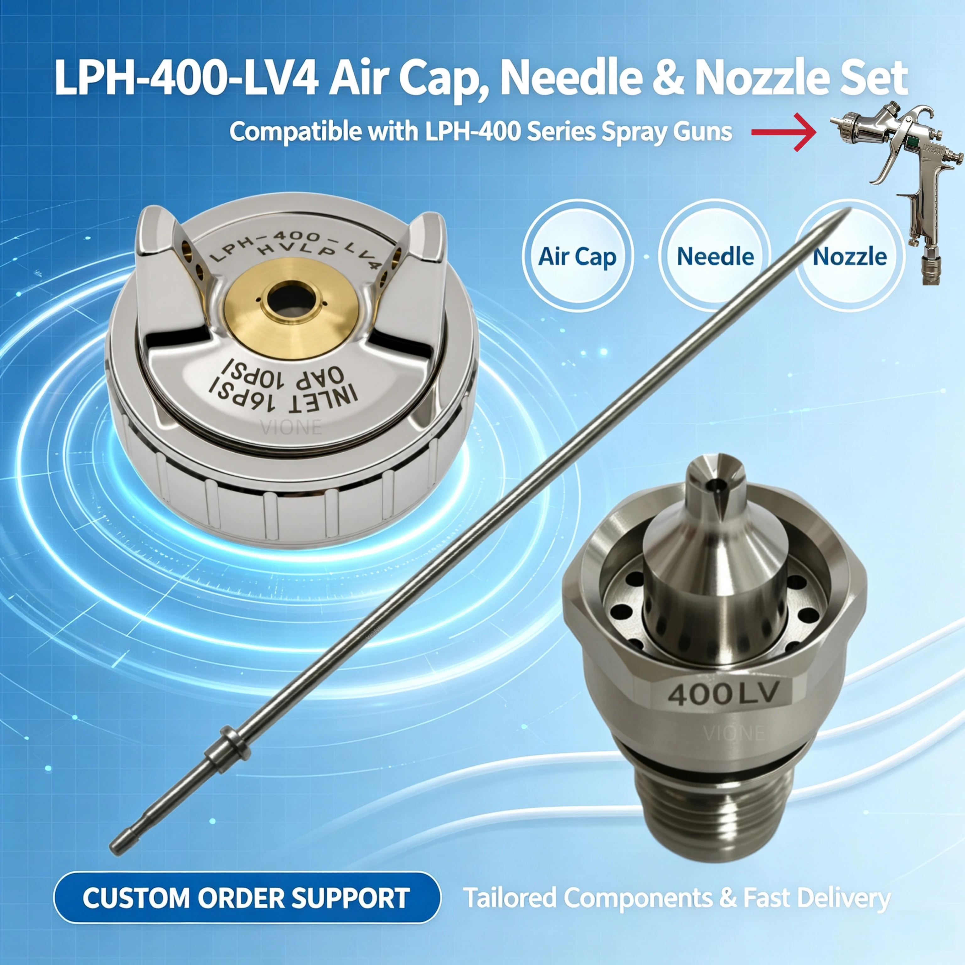 Japan Great value for money LPH-400-LV4 three-piece set Compatible with LPH-400 spray gun Fine atomization