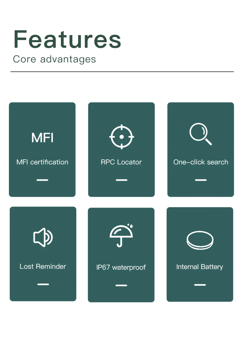 Smart Tag Bluetooth-Tracker, Positionierung, Gepäckfinder, Smart-Tracker-Gerät, spezieller Ortungsfinder für Apple Find My App, IOS-System – Detail 2