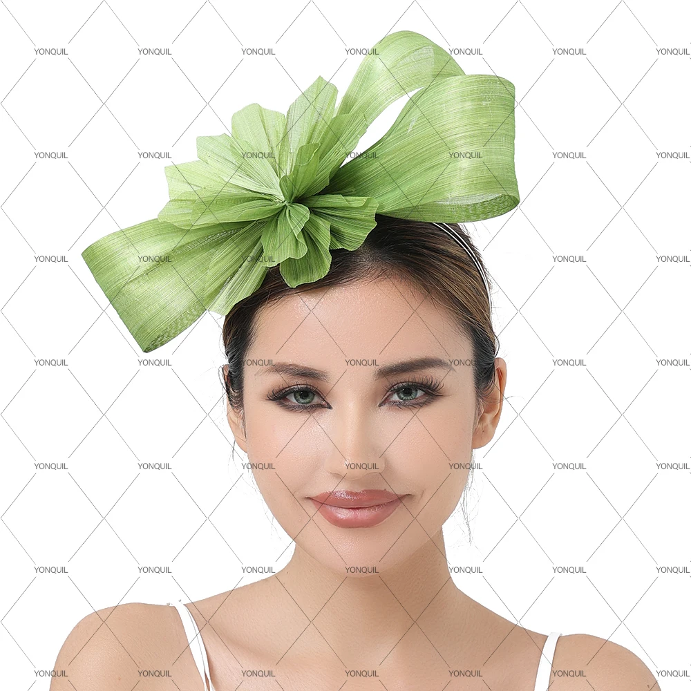 Fancy Silk-linen Flower Hair Fascinator Hat for Women Cute Bridal Girls Headwear Hair bands Hair Accessories with headband