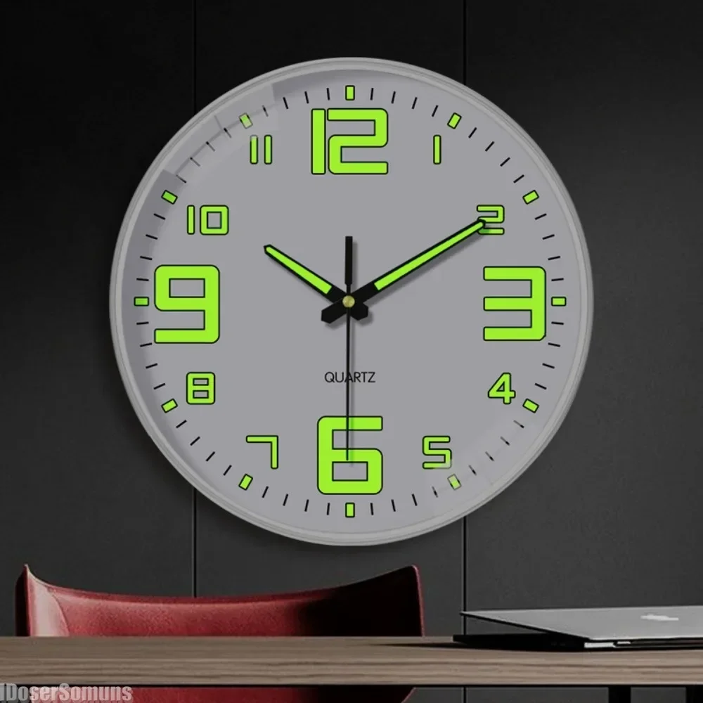 Modern Design Clock Luminous Wall Clock Dial Digital Clock Living Room Kitchen Bedroom Operated Desktop Hanging Luminous Silent