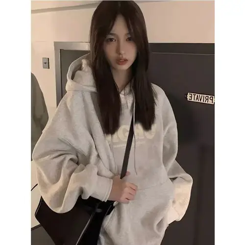 여성용 하이엔드 후드 맨투맨, 얇고 레이지 스타일, 루즈하고 아메리칸 레트로 오버사이즈 재킷, 트렌디 탑  Best5
