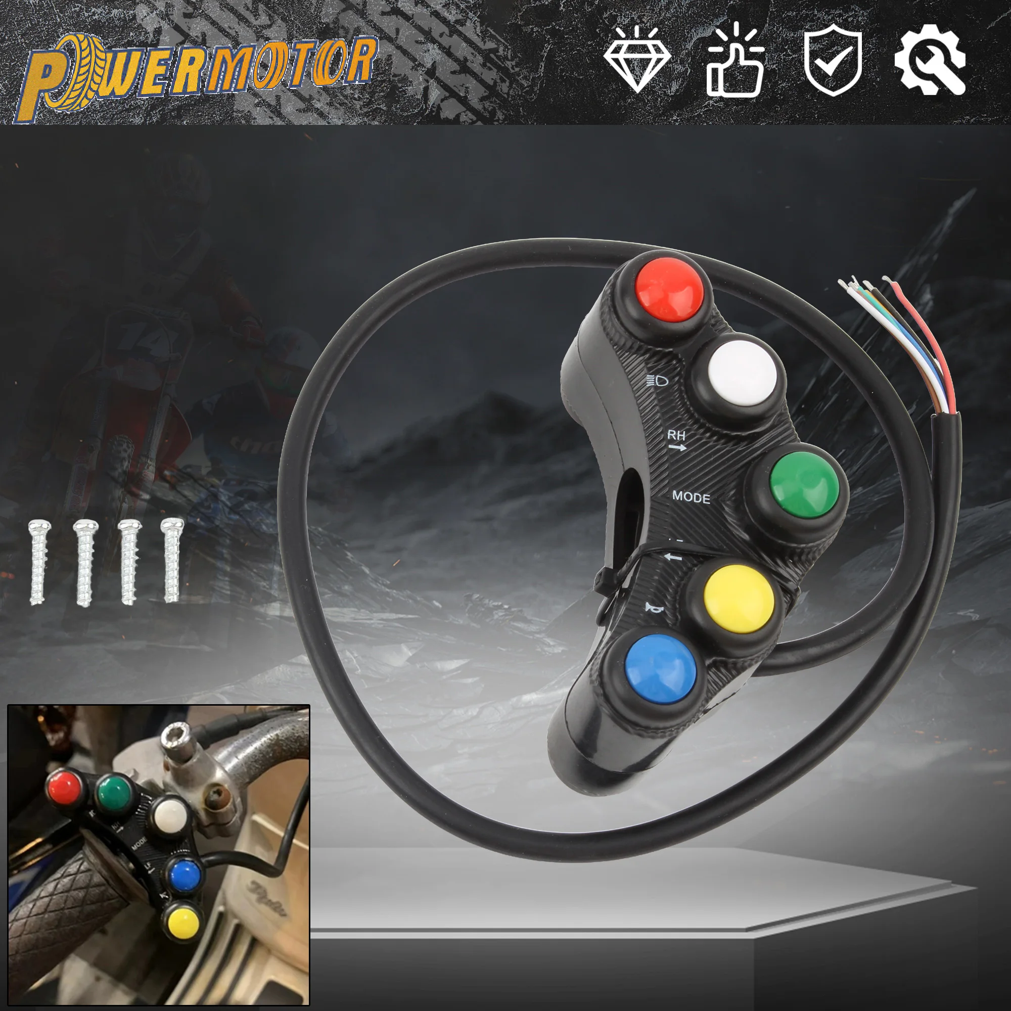 Universal 7/8'' 22MM Motorrad Schalter Lenker Horn Blinker Licht Scheinwerfer Start Control Schalter Geeignet für Die Meisten Modelle