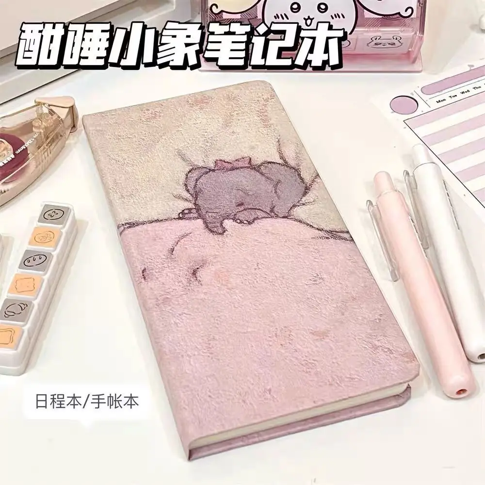 Cute Healing Wind Color Inside Page Daily Clock in Ins Notebook Sleeping Baby Elephant Schedule Book