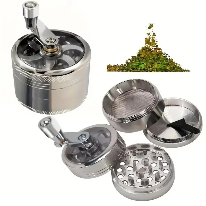 New 4-layer Tobacco Grinder 40MM Manual Metal Zinc Alloy Herb Mill Spice Crusher Smoke Grinder Crusher Hand Crank Miller